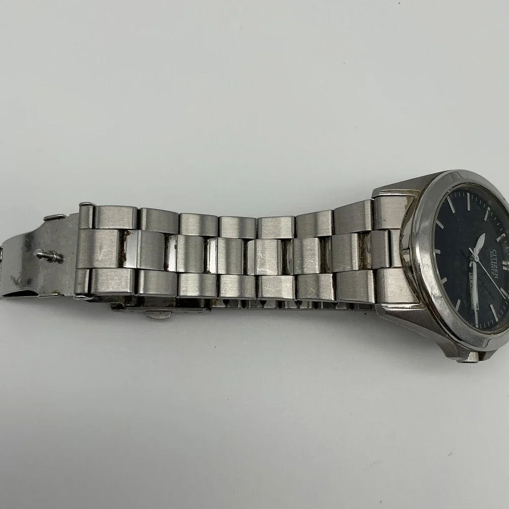 Citizen 1102-S066808 Mens Watch 39mm Blue Stainless Day Date New Battery 7.5